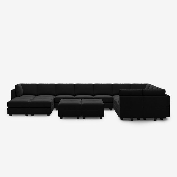 Belffin 17 Seats + 14 Sides Modular Velvet Sofa with Storage Seat and Ottoman