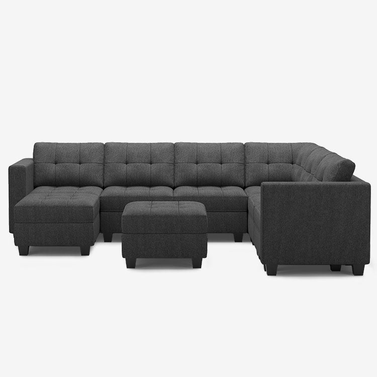 Belffin 7 Seats + 9 Sides Modular Weave Sofa with Ottoman