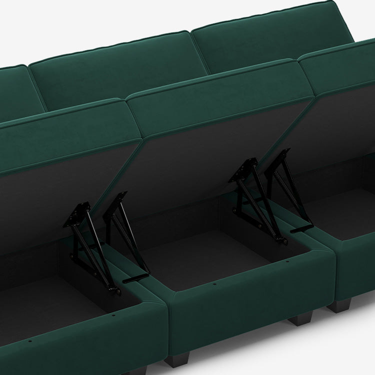 Belffin 17 Seats + 14 Sides Modular Velvet Sofa with Storage Seat and Ottoman