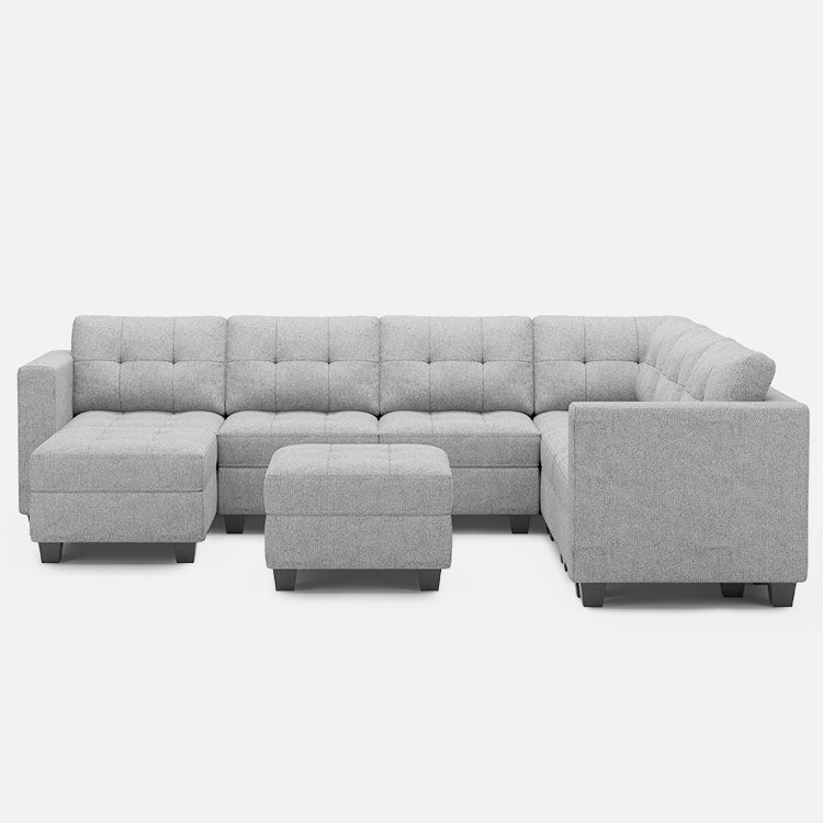 Belffin 7 Seats + 9 Sides Modular Weave Sofa with Ottoman