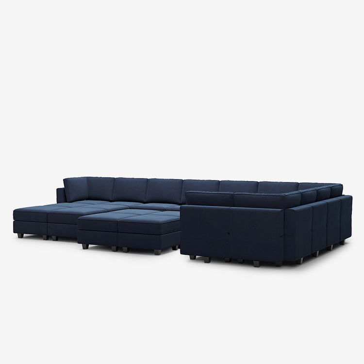Belffin 17 Seats + 14 Sides Modular Velvet Sofa with Storage Seat and Ottoman