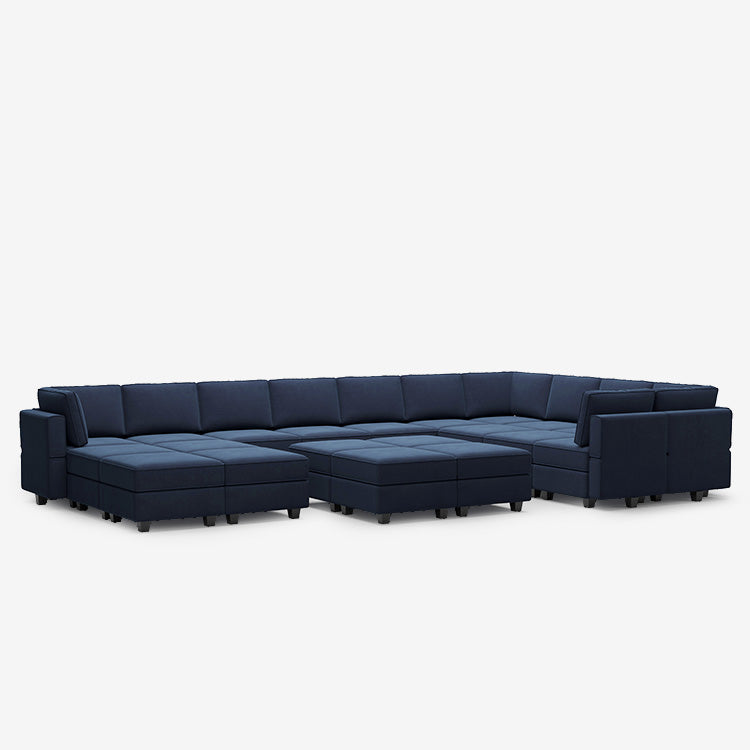 Belffin 17 Seats + 14 Sides Modular Velvet Sofa with Storage Seat and Ottoman