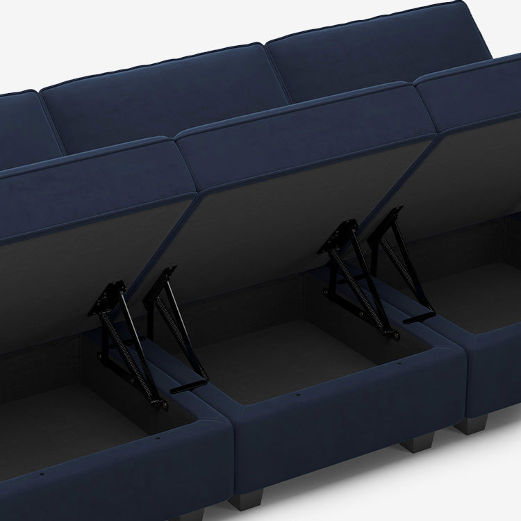 Belffin 9 Seats + 11 Sides Modular Velvet Sofa with Storage Seat and Ottoman
