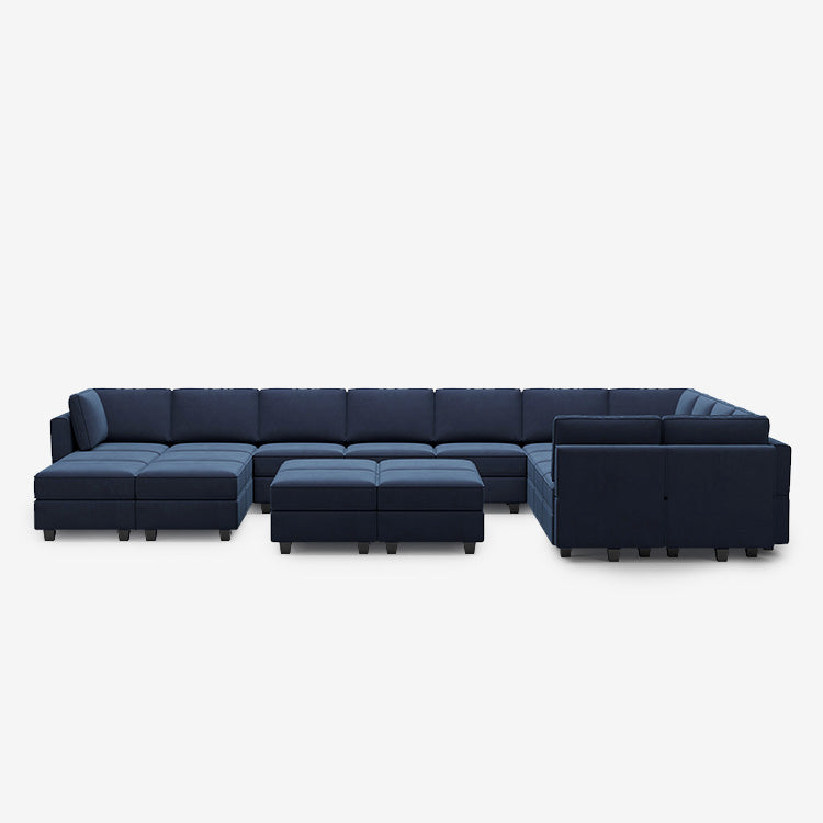 Belffin 17 Seats + 14 Sides Modular Velvet Sofa with Storage Seat and Ottoman