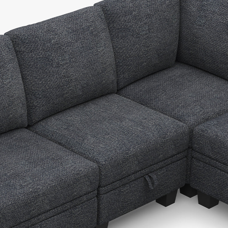 Canapé modulaire Belffin 10 places en chenille avec pouf de rangement