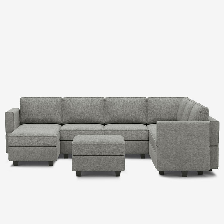 Belffin 7 Seats + 9 Sides Modular Terry Sofa with Storage Seat and Ottoman
