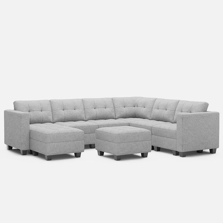 Belffin 7 Seats + 9 Sides Modular Weave Sofa with Ottoman