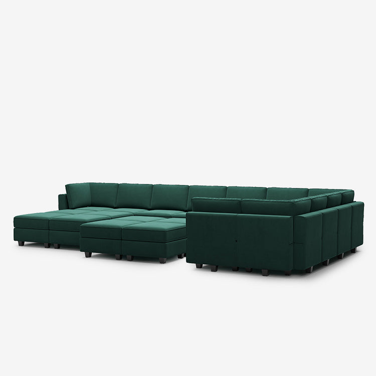 Belffin 17 Seats + 14 Sides Modular Velvet Sofa with Storage Seat and Ottoman