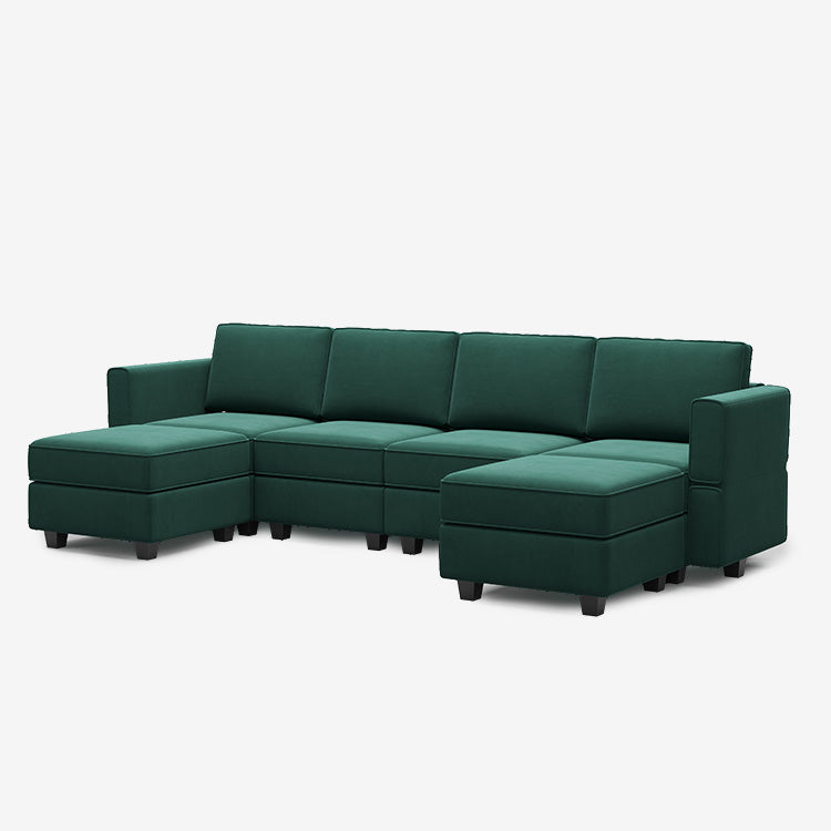 Belffin 6 Seats + 6 Sides Modular Velvet Sofa with Storage Seat