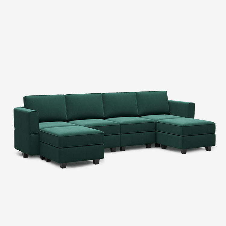 Belffin 6 Seats + 6 Sides Modular Velvet Sofa with Storage Seat