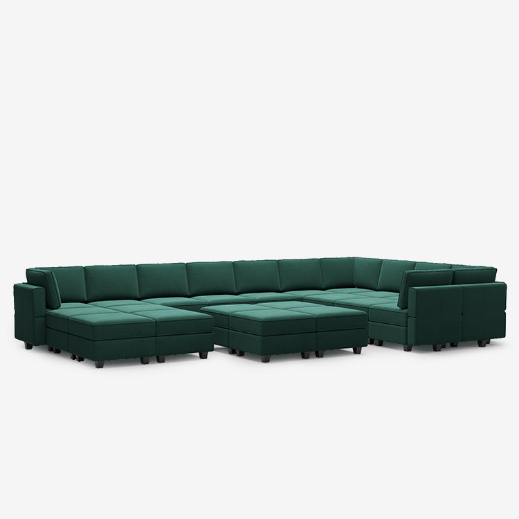 Belffin 17 Seats + 14 Sides Modular Velvet Sofa with Storage Seat and Ottoman