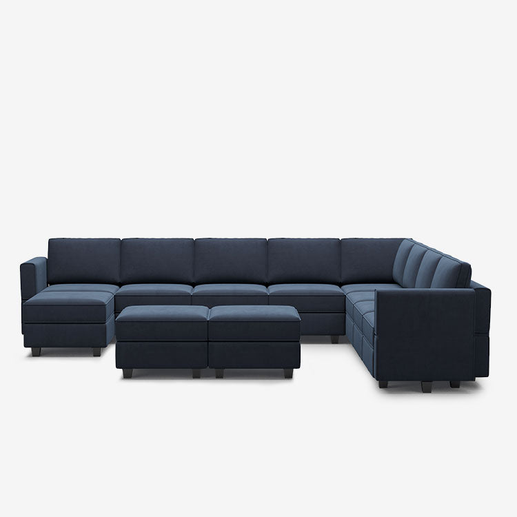 Belffin 9 Seats + 11 Sides Modular Velvet Sofa with Storage Seat and Ottoman