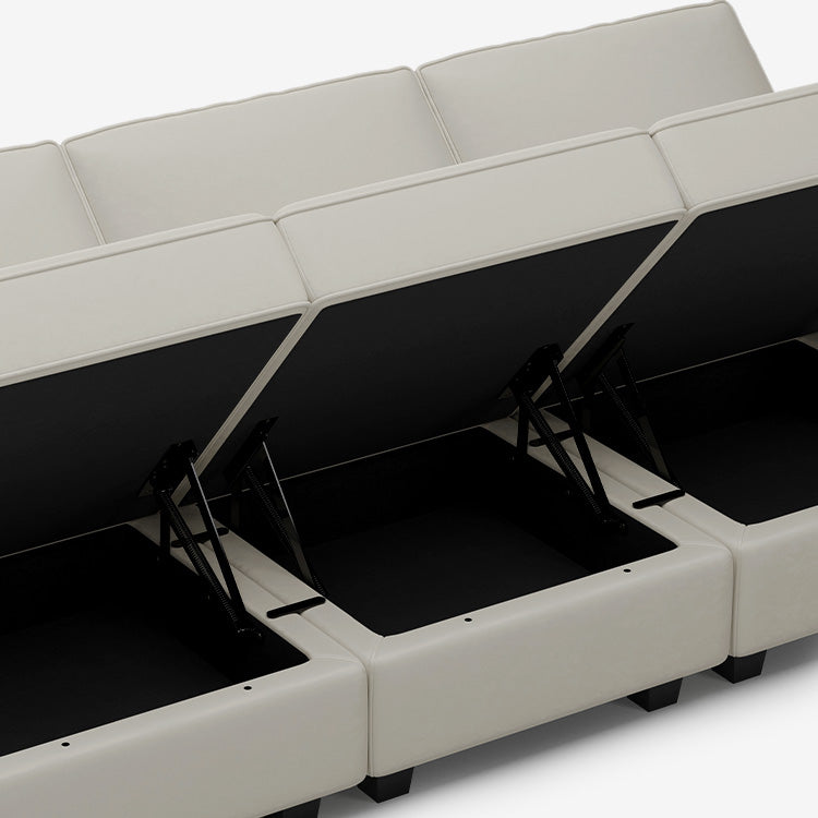 Belffin 9 Seats + 11 Sides Modular Velvet Sofa with Storage Seat and Ottoman