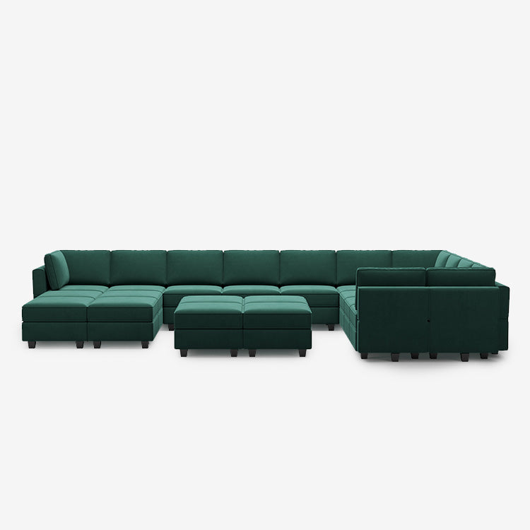Belffin 17 Seats + 14 Sides Modular Velvet Sofa with Storage Seat and Ottoman
