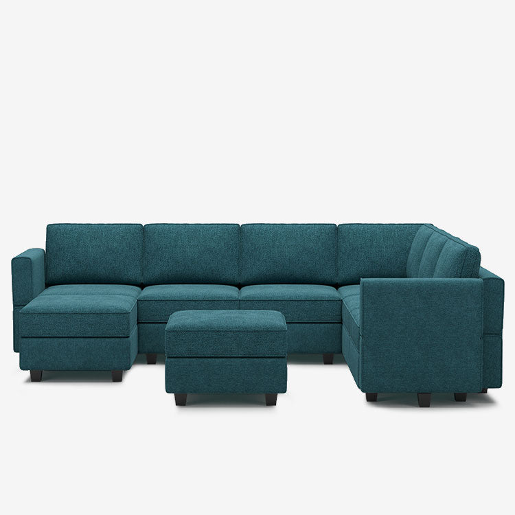 Belffin 7 Seats + 9 Sides Modular Terry Sofa with Storage Seat and Ottoman