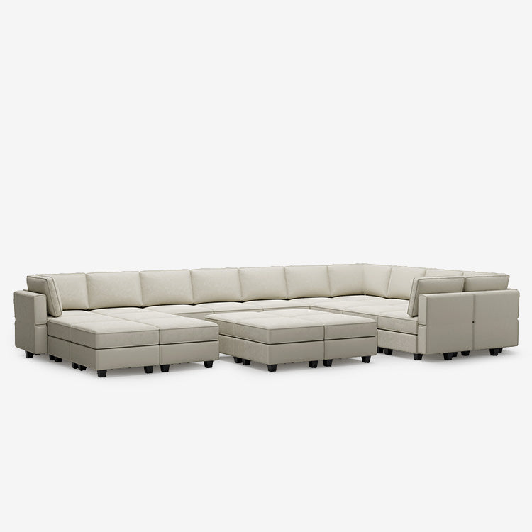 Belffin 17 Seats + 14 Sides Modular Velvet Sofa with Storage Seat and Ottoman