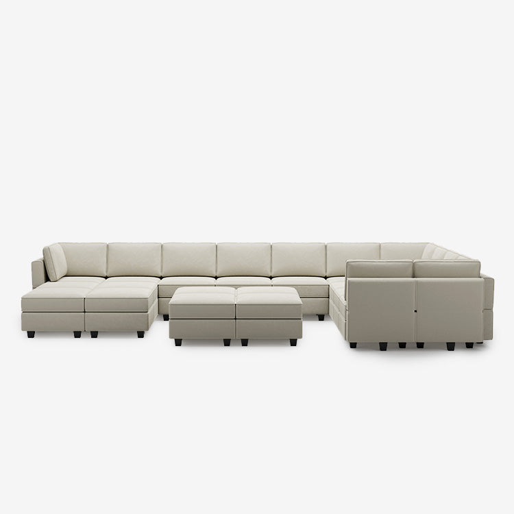 Belffin 17 Seats + 14 Sides Modular Velvet Sofa with Storage Seat and Ottoman