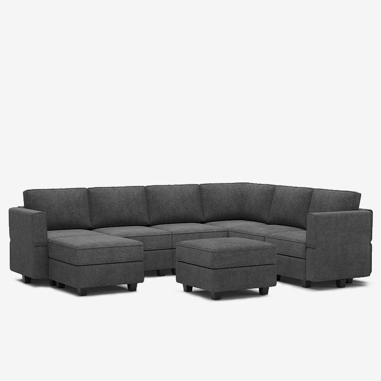 Belffin 7 Seats + 9 Sides Modular Terry Sofa with Storage Seat and Ottoman