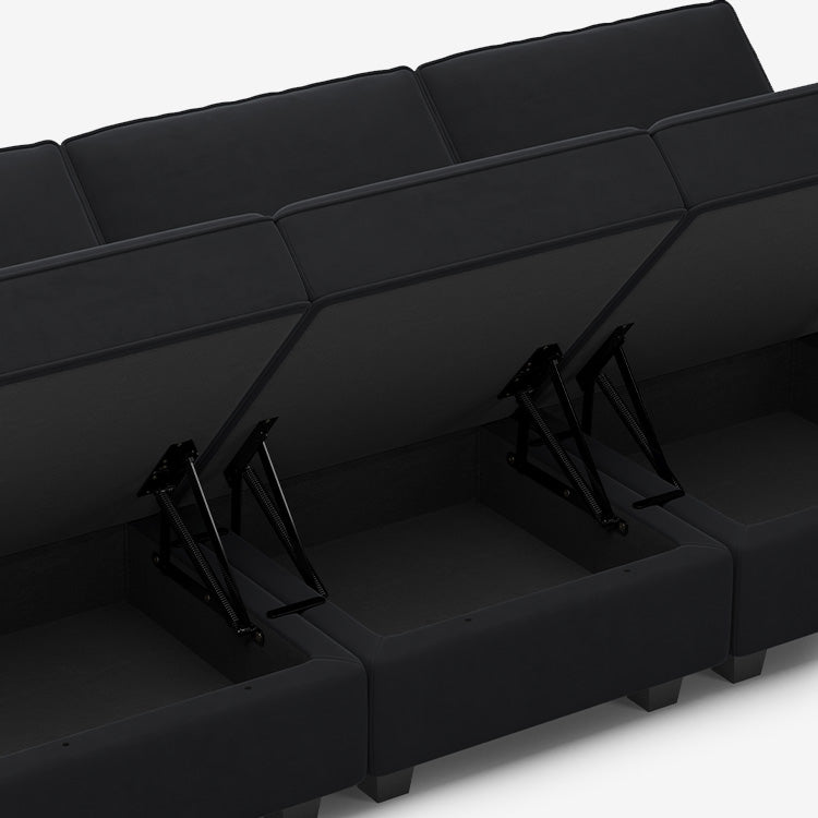 Belffin 6 Seats + 6 Sides Modular Velvet Sofa with Storage Seat