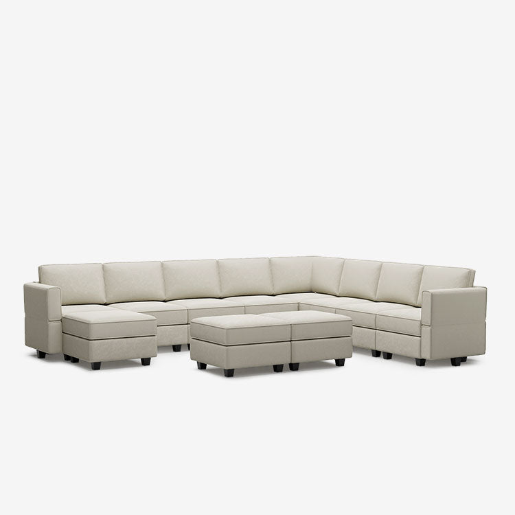Belffin 9 Seats + 11 Sides Modular Velvet Sofa with Storage Seat and Ottoman
