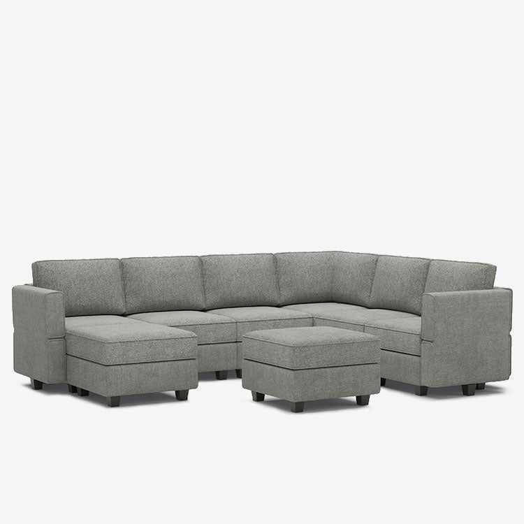 Belffin 7 Seats + 9 Sides Modular Terry Sofa with Storage Seat and Ottoman