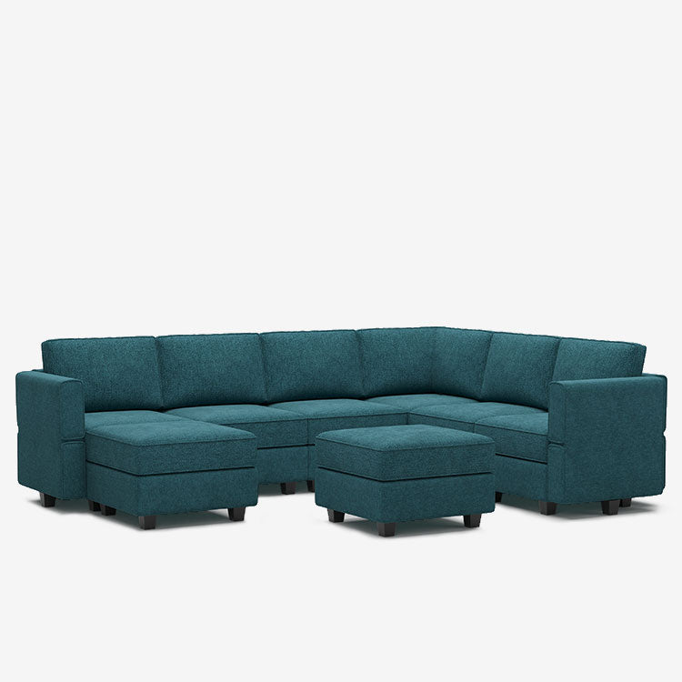 Belffin 7 Seats + 9 Sides Modular Terry Sofa with Storage Seat and Ottoman