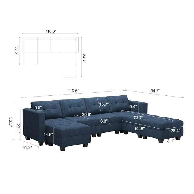 Belffin 7 Seats + 6 Sides Modular Weave Sofa with Storage Seat