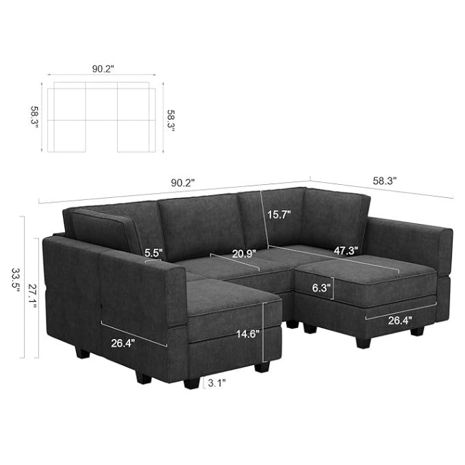 Belffin 5 Seats + 7 Sides  Modular Terry Sofa with Storage Seat