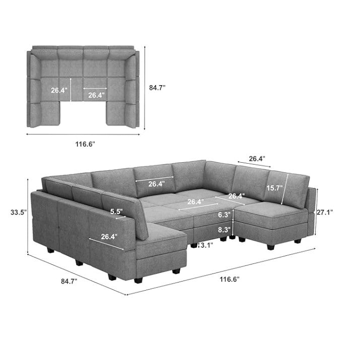 Belffin 10 Seats + 10 Sides  Modular Terry Sofa with Storage Seat