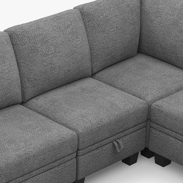 Canapé modulaire Belffin 10 places en chenille avec pouf de rangement