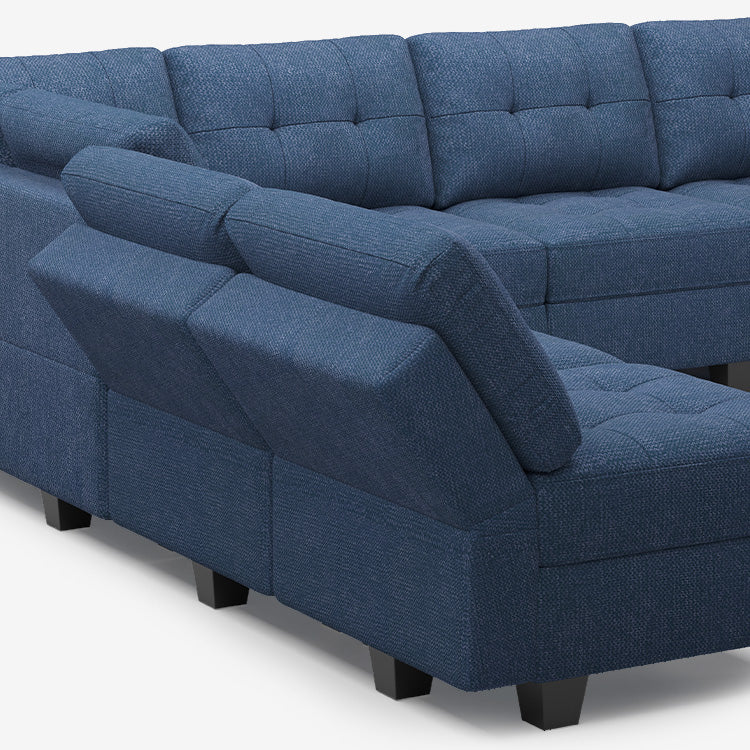 Belffin 8 Seats + 6 Sides Modular Weave Sleeper Sofa with Storage Seat
