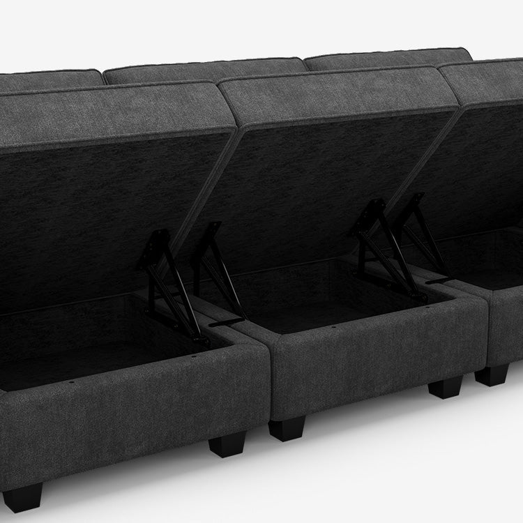 Belffin 14 Seats + 13 Sides  Modular Terry Sofa with Storage Seat and Ottoman