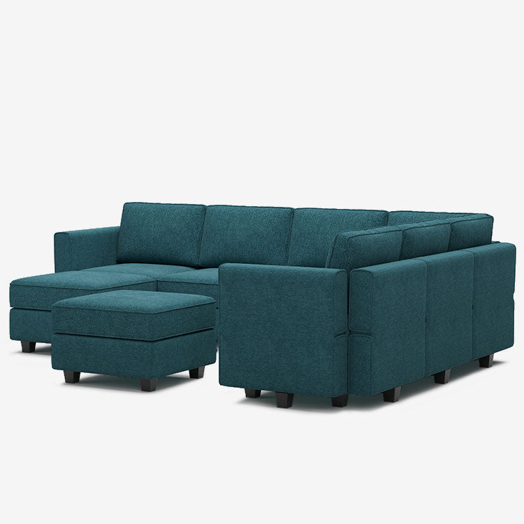 Belffin 7 Seats + 9 Sides Modular Terry Sofa with Storage Seat and Ottoman