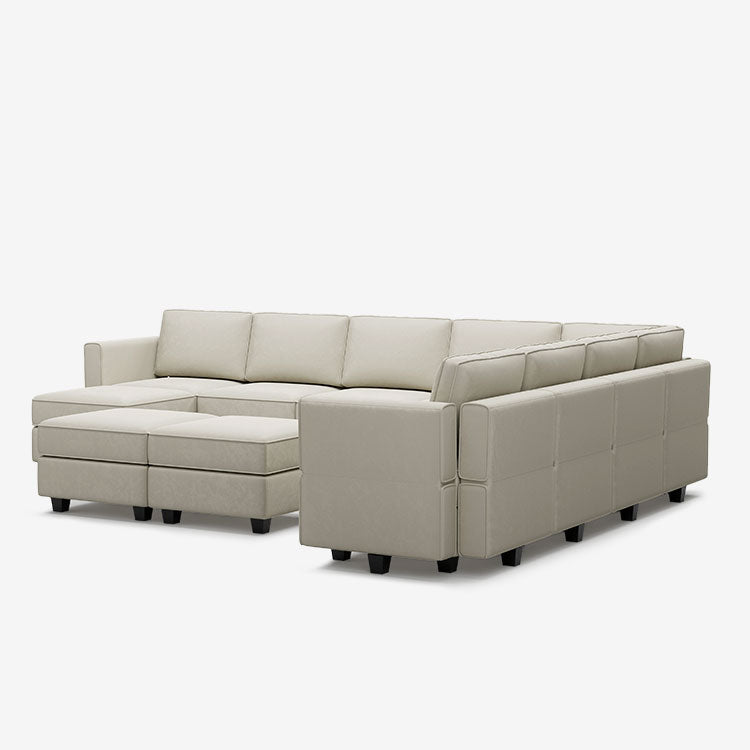 Belffin 9 Seats + 11 Sides Modular Velvet Sofa with Storage Seat and Ottoman