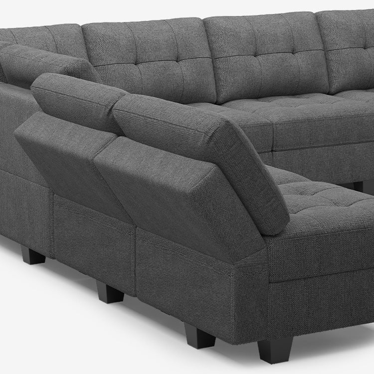 Belffin 8 Seats + 6 Sides Modular Weave Sleeper Sofa with Storage Seat