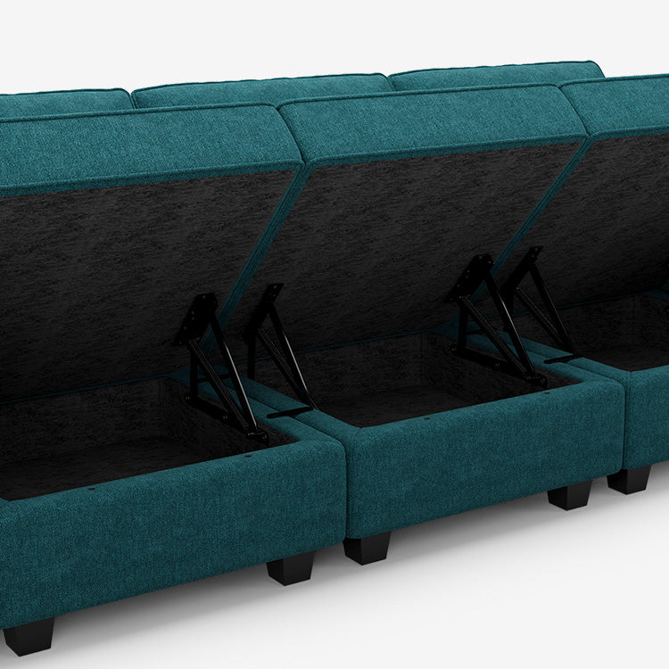 Belffin 14 Seats + 13 Sides  Modular Terry Sofa with Storage Seat and Ottoman